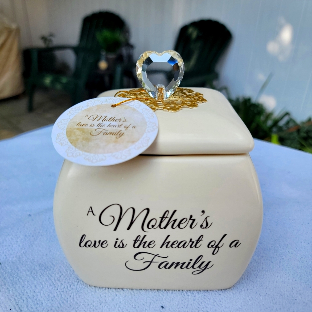 A Mother's Love" Porcelain and Crystal Keepsake Box